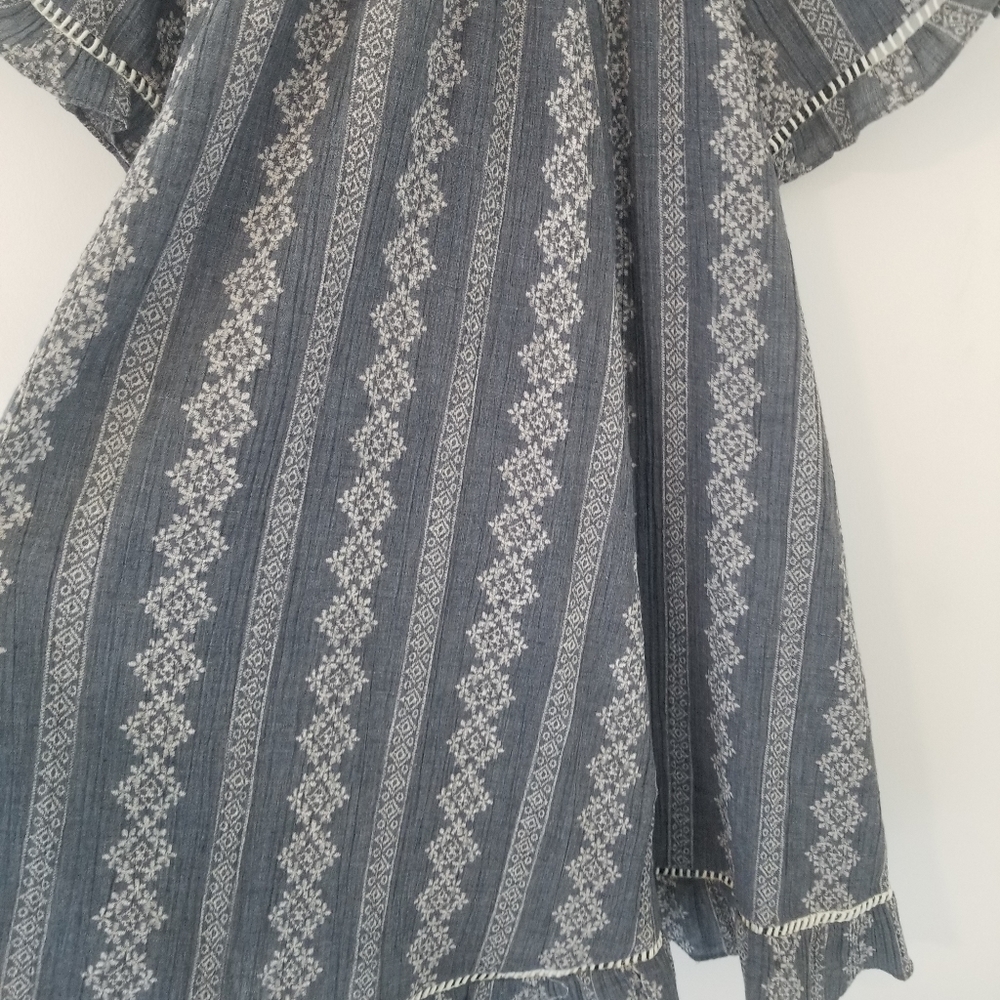 Easel BOHO Blue & White Flowy Tunic Dress Size Medium - Picture 5 of 9